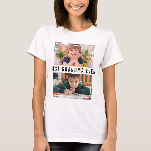 Best Grandma Ever Grandchildren 2 Photo Collage  Tシャツ (正面)