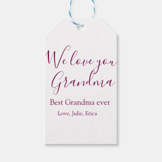 best grandma ever grandparents photo gifts classic ギフトタグ (正面)