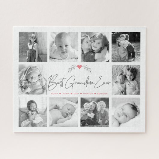 Best Grandma Ever Modern Script 10 Photo Collage ジグソーパズル (横)