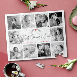 Best Grandma Ever Modern Script 10 Photo Collage ジグソーパズル
