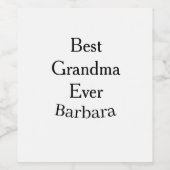 Best Grandma ever name date simple mothers day min ワインラベル (シングルラベル)