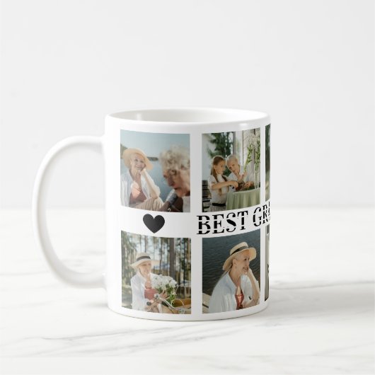 Best Grandma Ever Photo Collage – Gift with Hearts コーヒーマグカップ (左)