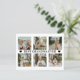 Best Grandma Ever Photo Collage – Gift with Hearts シーズンポストカード