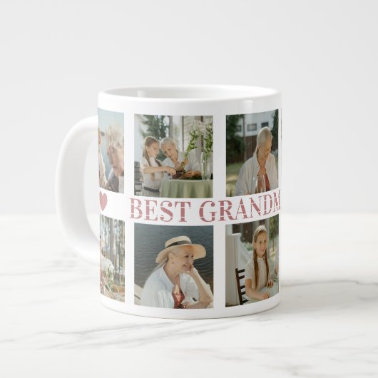 Best Grandma Ever Photo Collage – Gift with Hearts ジャンボコーヒーマグカップ (正面左)