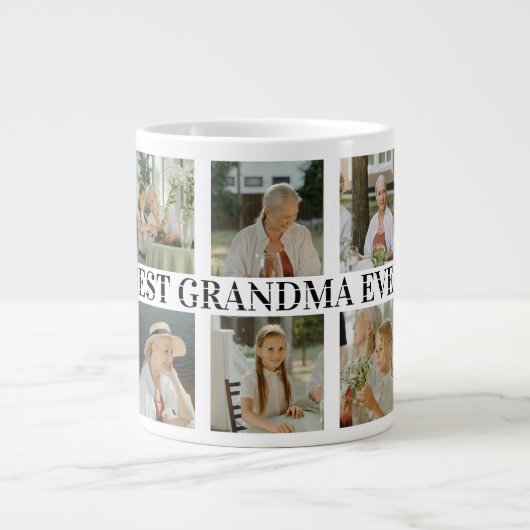 Best Grandma Ever Photo Collage – Gift with Hearts ジャンボコーヒーマグカップ (正面)