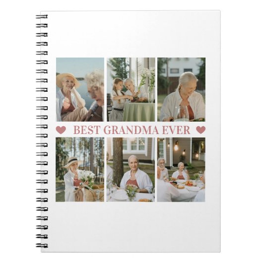 Best Grandma Ever Photo Collage – Gift with Hearts ノートブック (正面)