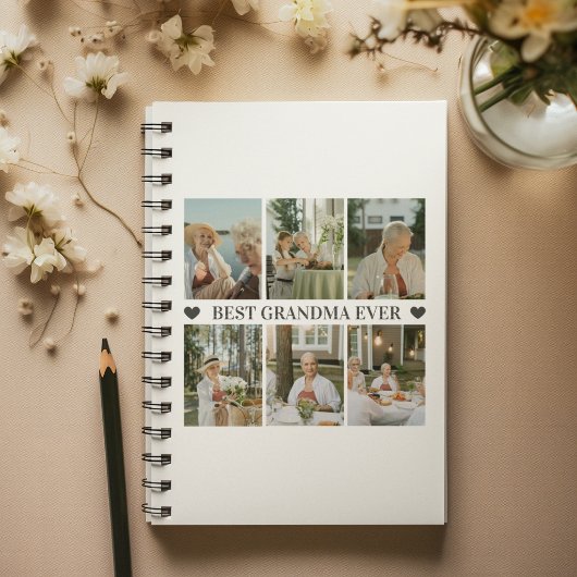 Best Grandma Ever Photo Collage – Gift with Hearts ノートブック