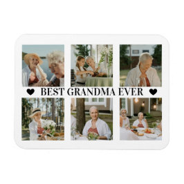 Best Grandma Ever Photo Collage – Gift with Hearts マグネット