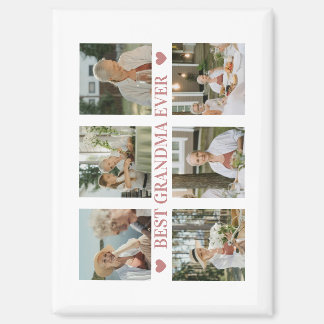 Best Grandma Ever Photo Collage – Gift with Hearts マグネット