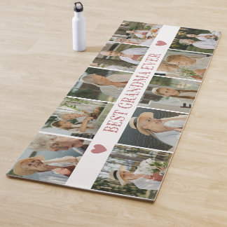 Best Grandma Ever Photo Collage – Gift with Hearts ヨガマット