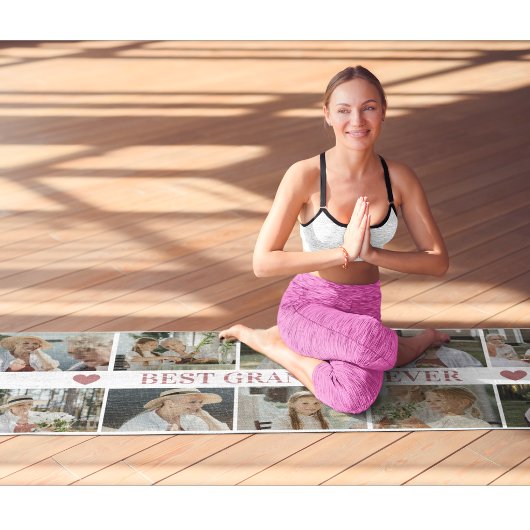 Best Grandma Ever Photo Collage – Gift with Hearts ヨガマット