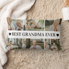 Best Grandma Ever Photo Collage – Gift with Hearts ランバークッション