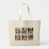 Best Grandma Ever Photo Collage – Gift with Hearts ラージトートバッグ (裏面)