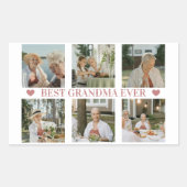 Best Grandma Ever Photo Collage – Gift with Hearts 長方形シール (正面)