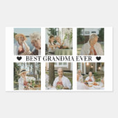Best Grandma Ever Photo Collage – Gift with Hearts 長方形シール (正面)