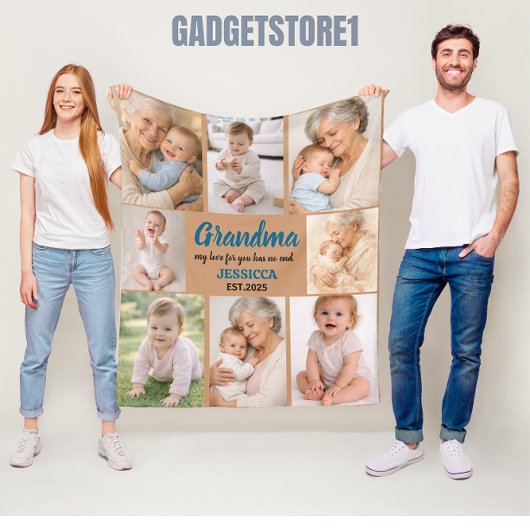 Best Grandma Ever Photo | Personalized Grandparent フリースブランケット