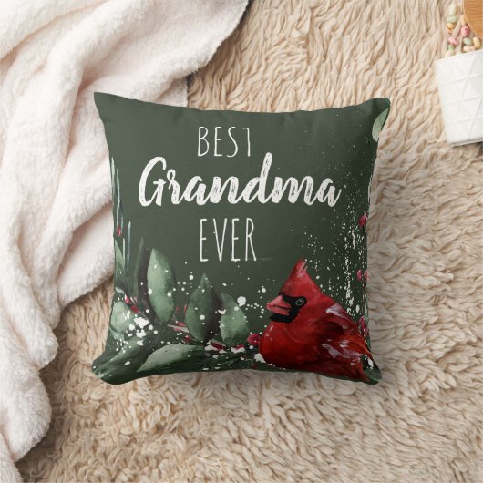 Best Grandma Ever Pretty Red Cardinal Photo Xmas クッション (ブランケット)