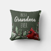 Best Grandma Ever Pretty Red Cardinal Photo Xmas クッション (正面)