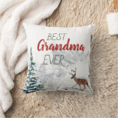 Best Grandma Ever Rustic Deer Winter Scene Photo クッション (ブランケット)