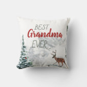 Best Grandma Ever Rustic Deer Winter Scene Photo クッション (正面)