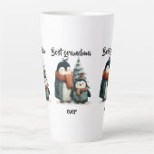 Best Grandma Ever Winter Penguins カフェラテマグ (正面)