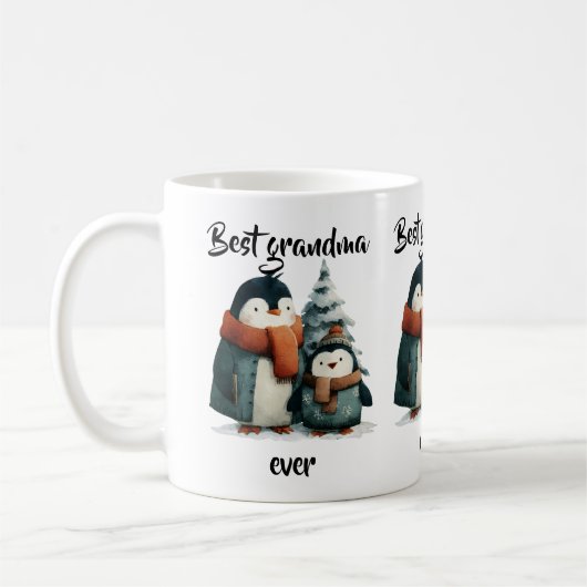 Best Grandma Ever Winter Penguins コーヒーマグカップ (左)