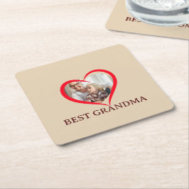 Best Grandma Personalized Photo Paper Coaster Gift スクエアペーパーコースター