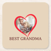 Best Grandma Personalized Photo Paper Coaster Gift スクエアペーパーコースター (正面)