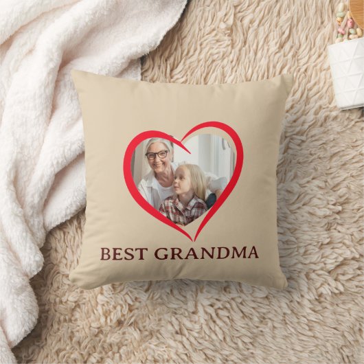Best Grandma Personalized Throw Pillow Gift クッション (ブランケット)