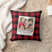Best Grandpa Black and Red Plaid Photo クッション (ブランケット)