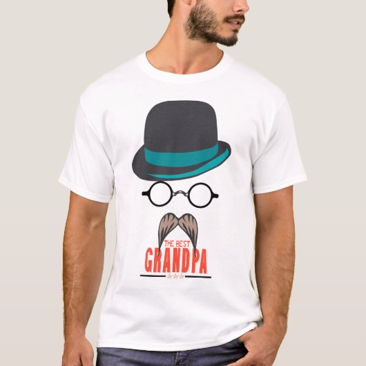 best grandpa chapeau melon moustache lunette papy  tシャツ (正面)