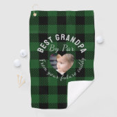 Best Grandpa Custom Kids Photo Green Buffalo Plaid ゴルフタオル (インサイチュ)