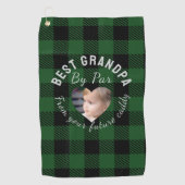 Best Grandpa Custom Kids Photo Green Buffalo Plaid ゴルフタオル (正面)