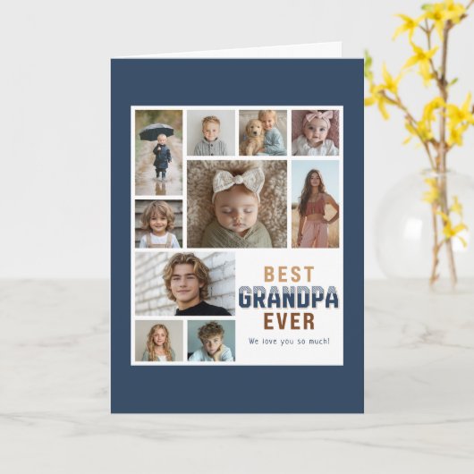 Best Grandpa Ever 10 Photo Collage  カード (黄色い花)