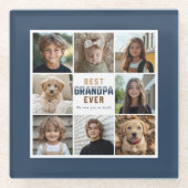 Best Grandpa Ever 8 Photo Collage ガラスコースター (正面)