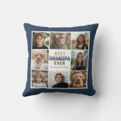 Best Grandpa Ever 8 Photo Collage Throw Pillow クッション (裏面)
