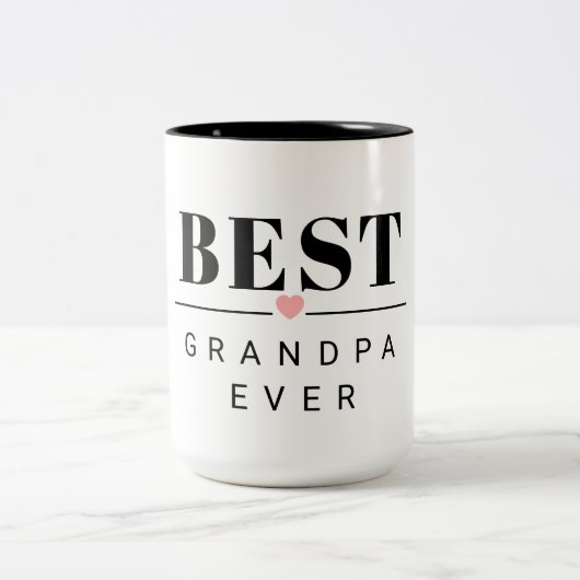 Best grandpa ever black and white ツートーンマグカップ (中央)