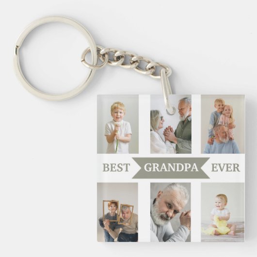 Best Grandpa Ever | Custom Photos Keychain キーホルダー (正面)