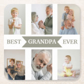 Best Grandpa Ever | Custom Photos Paper Coaster スクエアペーパーコースター (正面)