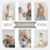 Best Grandpa Ever | Custom Photos Sticker スクエアシール (正面)