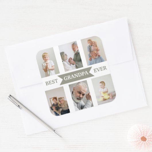 Best Grandpa Ever | Custom Photos Sticker スクエアシール (封筒)