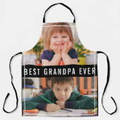 Best Grandpa Ever Grandkids 2 Photo Collage Black エプロン (正面)