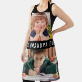 Best Grandpa Ever Grandkids 2 Photo Collage Black エプロン (インサイチュ)