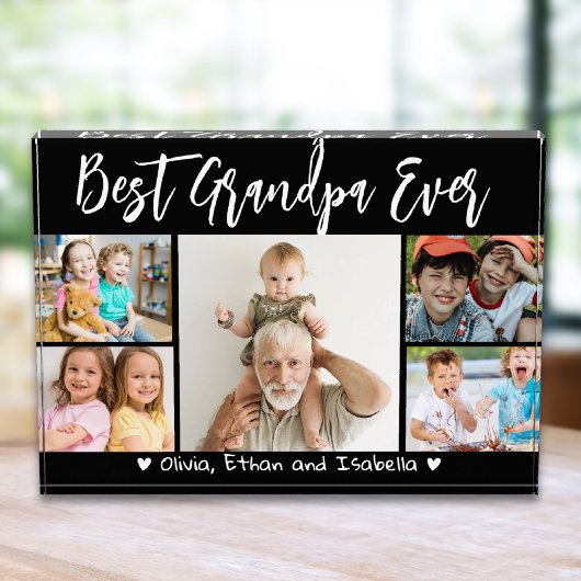 Best Grandpa Ever Grandkids  Black 5 Collage フォトブロック