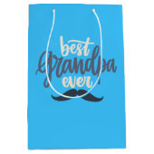 Best Grandpa Ever Mustache Blue Gift Bag ミディアムペーパーバッグ (正面)