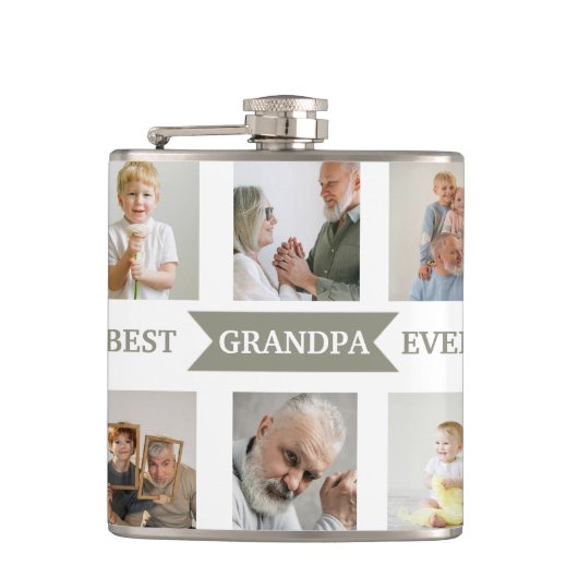 Best Grandpa Ever – Personalized Photos Flask フラスク (正面)