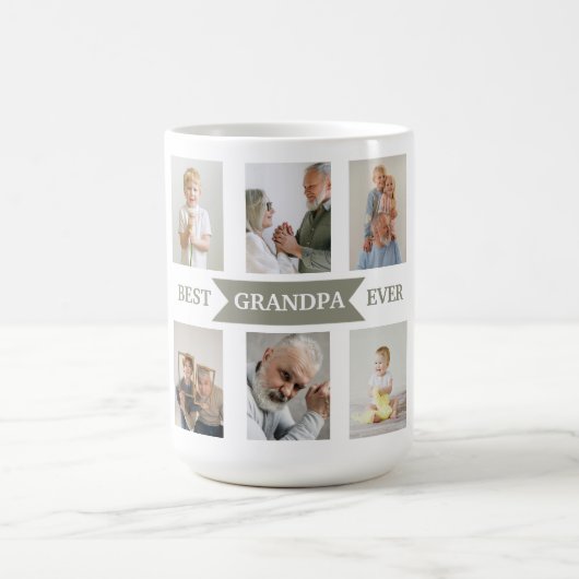 Best Grandpa Ever – Personalized Photos Mug コーヒーマグカップ (中央)