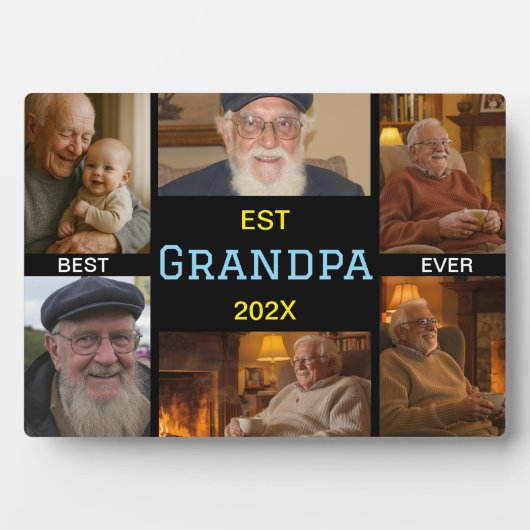 Best Grandpa Ever Photo Collage フォトプラーク (正面)