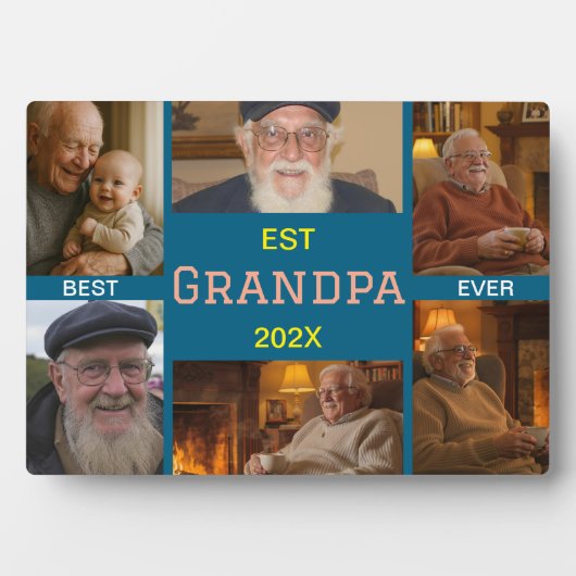 Best Grandpa Ever Photo Collage フォトプラーク (正面)