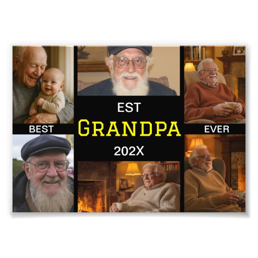 Best Grandpa Ever Photo Collage フォトプリント (正面)